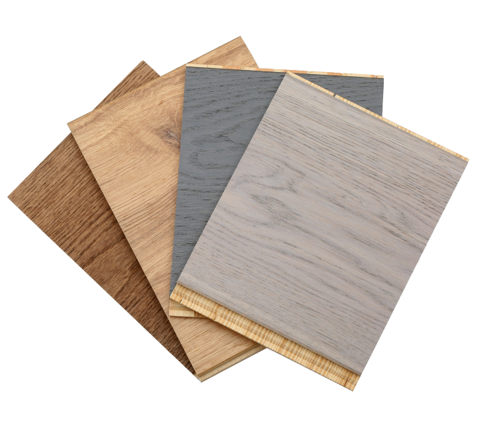 Samples of hardwood flooring product.